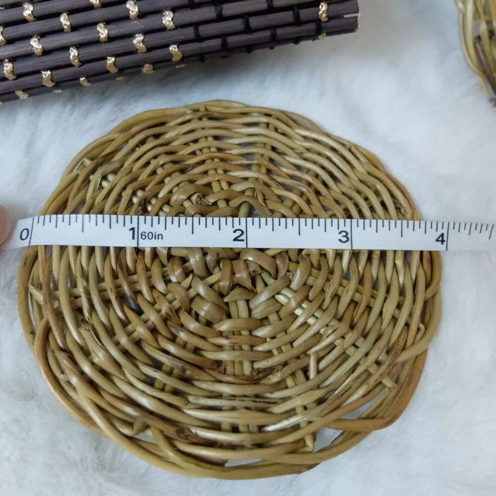Handcrafted Wooden Wicker Placemat and Coaster Set of 6 NEW